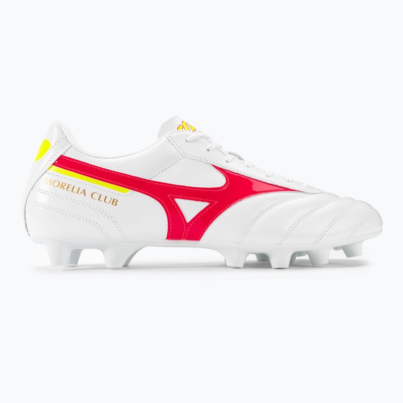 Mizuno Morelia II Club MD men's football boots white/flery coral2/bolt2 2