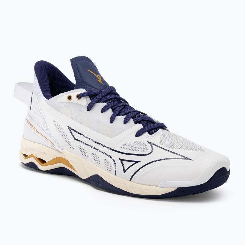 Men's handball shoes Mizuno Wave Mirage 5 white/bribbon/mp gold