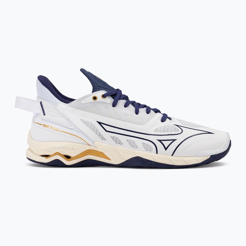 Men's handball shoes Mizuno Wave Mirage 5 white/bribbon/mp gold 2