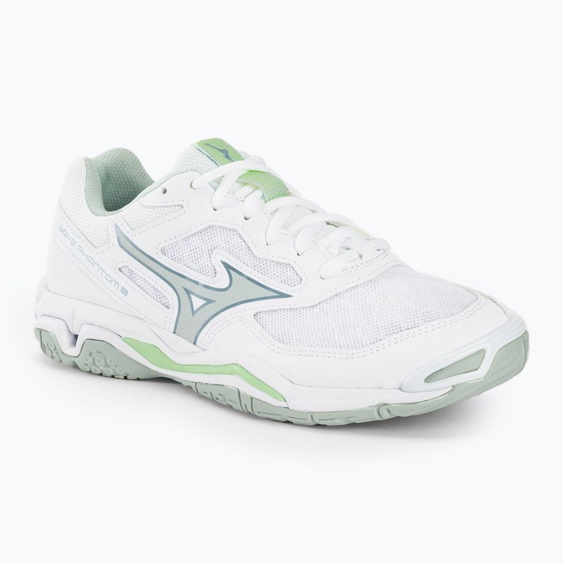 Women's handball shoes Mizuno Wave Phantom 3 white/glacial ridge/patinagreen