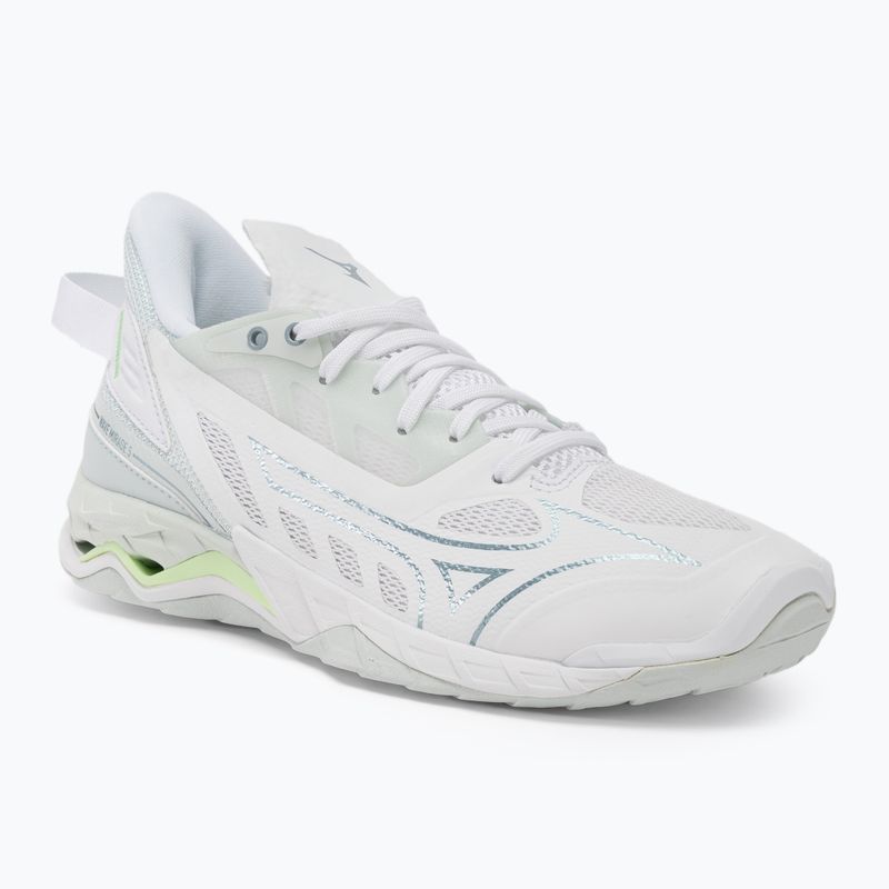 Women's handball shoes Mizuno Wave Mirage 5 white/glacial ridge/patinagreen