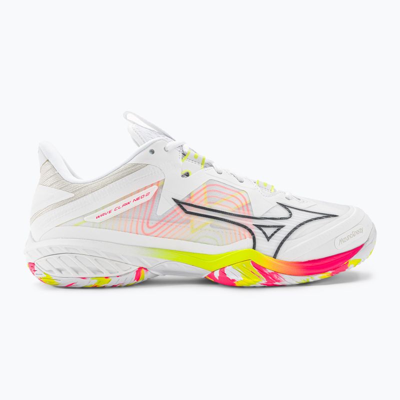 Men's badminton shoes Mizuno Wave Claw Neo 2 white / lunar rock / high vis pink 2