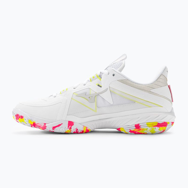 Men's badminton shoes Mizuno Wave Claw Neo 2 white / lunar rock / high vis pink 3