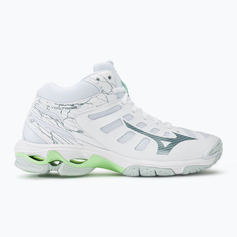 Women's volleyball shoes Mizuno Wave Voltage Mid white/glacial ridge/patina green 2