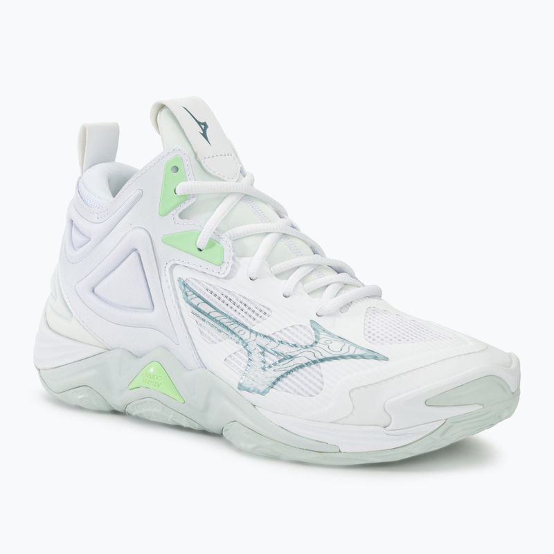 Women's volleyball shoes Mizuno Wave Momentum 3 Mid white/glacial/pantinagreen