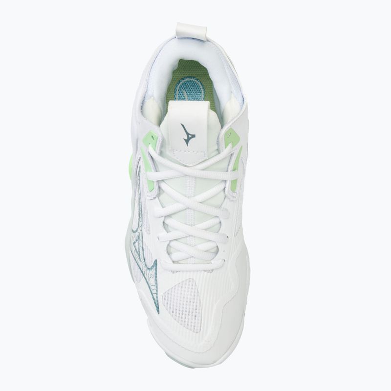 Women's volleyball shoes Mizuno Wave Momentum 3 Mid white/glacial/pantinagreen 5