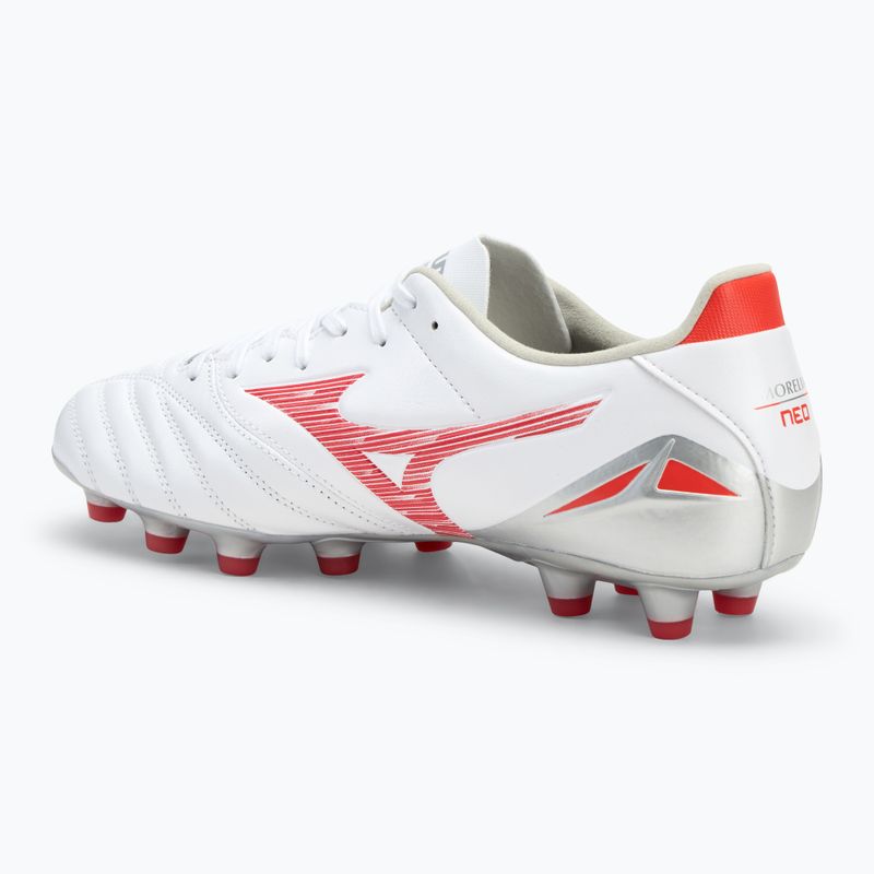 Men's Mizuno Morelia Neo IV Pro MD football boots white/ radiant red/ hot coral 3