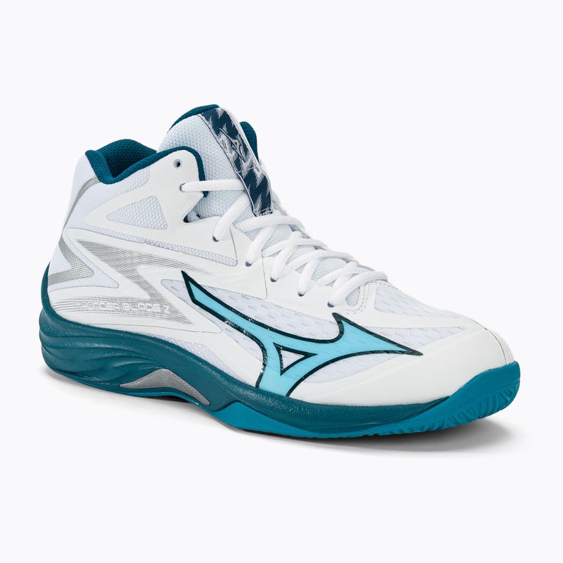 Men's volleyball shoes Mizuno Thunder Blade Z Mid white/sailor blue/silver