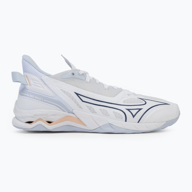 Women's handball shoes Mizuno Wave Mirage 5 white/navy peony/peach parfait 2