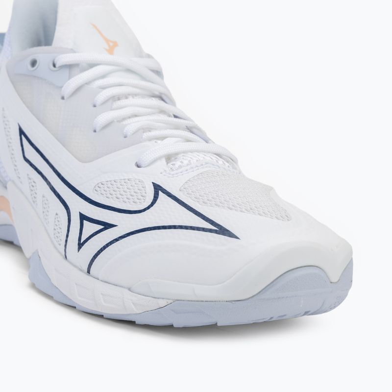 Women's handball shoes Mizuno Wave Mirage 5 white/navy peony/peach parfait 7