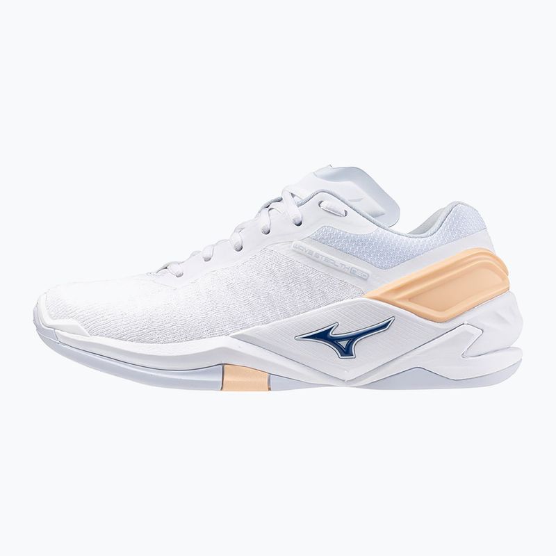 Women's handball shoes Mizuno Wave Stealth Neo white/navy peony/peach parfait