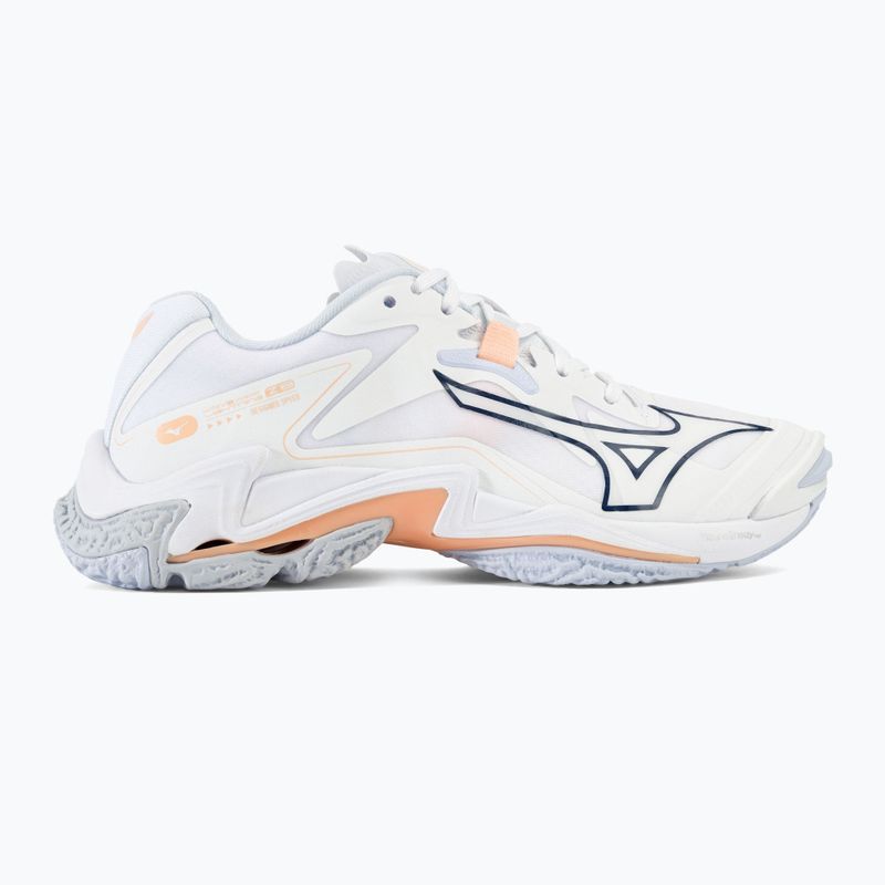 Women's volleyball shoes Mizuno Wave Lightning Z8 white/navy peony/peach parfait 2