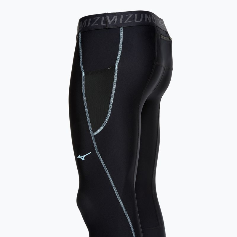 Men's running leggings Mizuno BG3000 Long black/ aquifer 3
