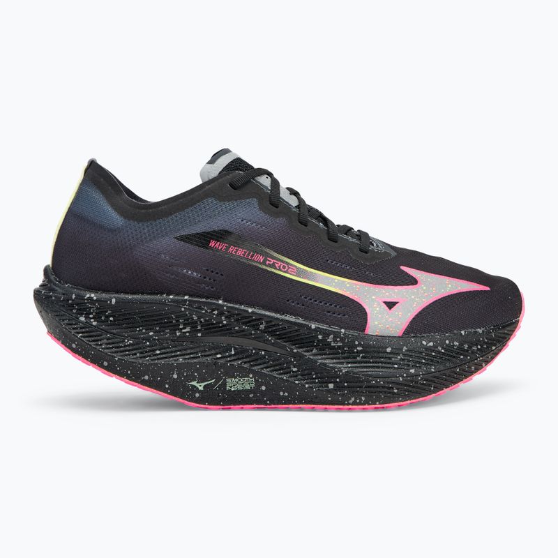 Men's running shoes Mizuno Wave Rebellion Pro 2 black/silver/pink tetra 2