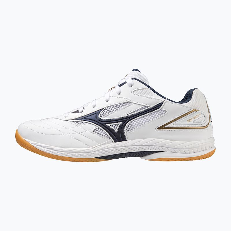 Mizuno Wave Drive 9 tennis shoes white/dress blues/gold