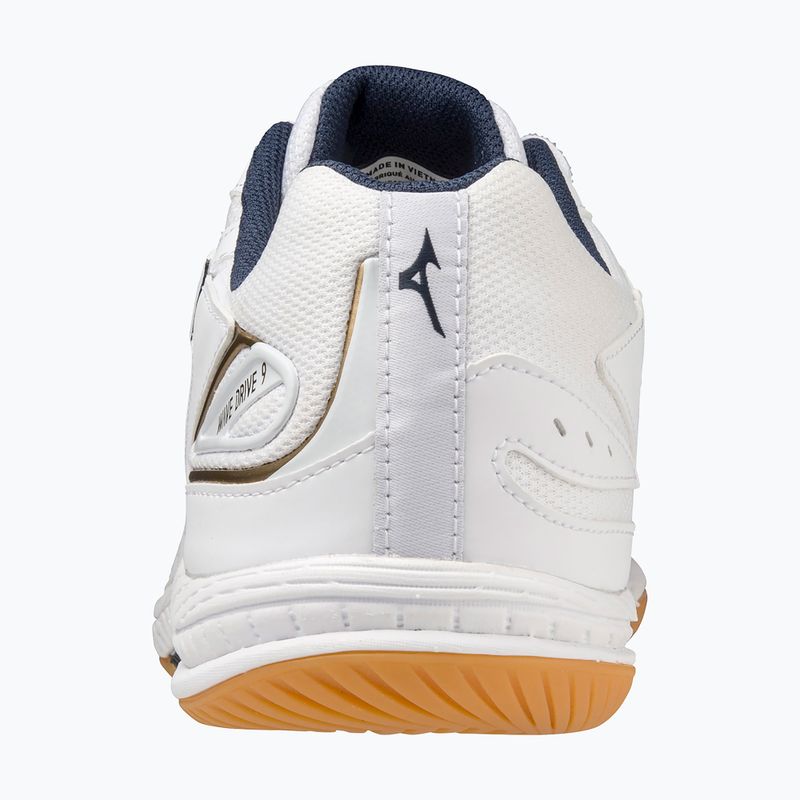 Mizuno Wave Drive 9 tennis shoes white/dress blues/gold 3