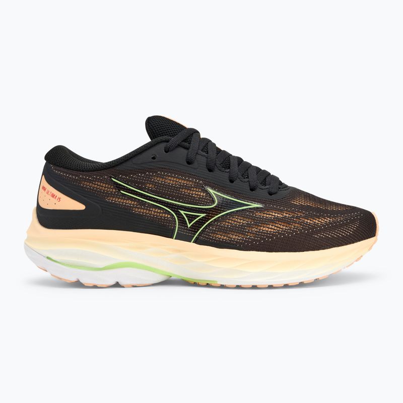 Women's running shoes Mizuno Wave Ultima 15 black/mizuno neo lime/apricot ice 2