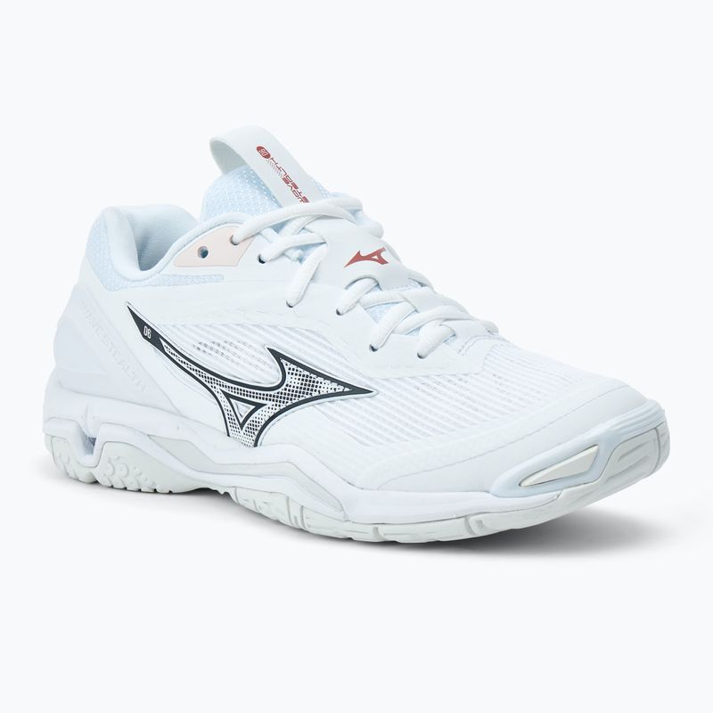 Women's handball shoes Mizuno Wave Stealth 6 white/aleutian/cloud pink