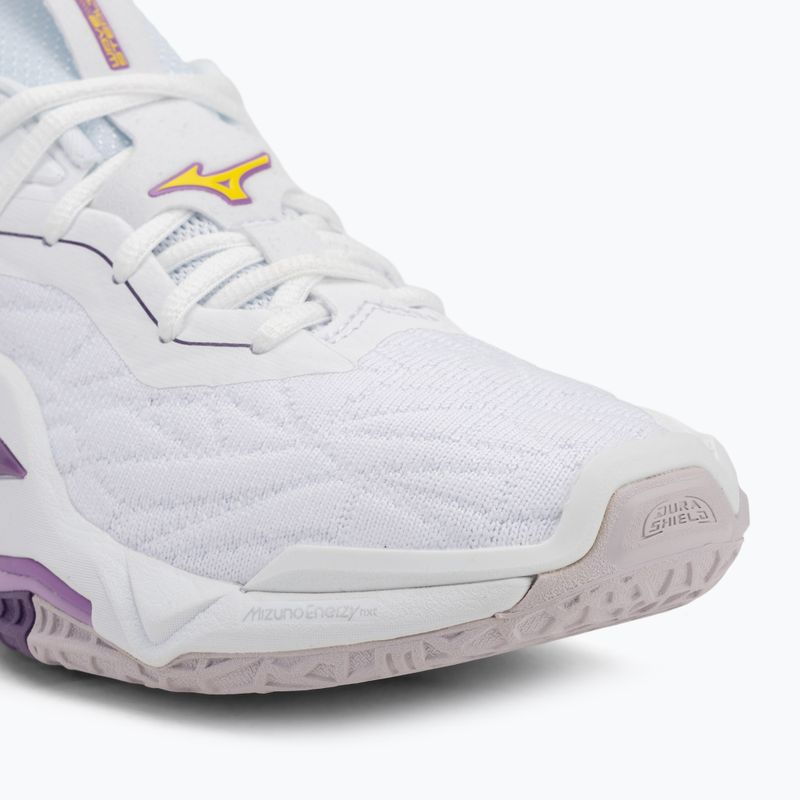 Mizuno Wav Stealth Neo 2 handball shoe white / navy peony / peach parfait 7