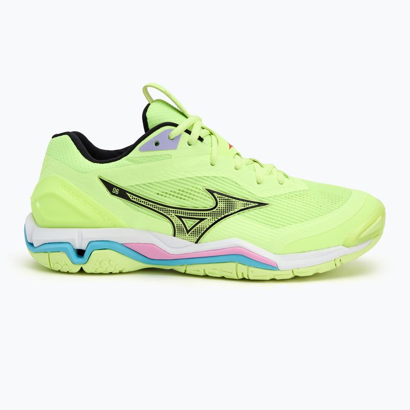 Men's handball shoes Mizuno Wave Stealth 6 neo lime/black/splish splash 2