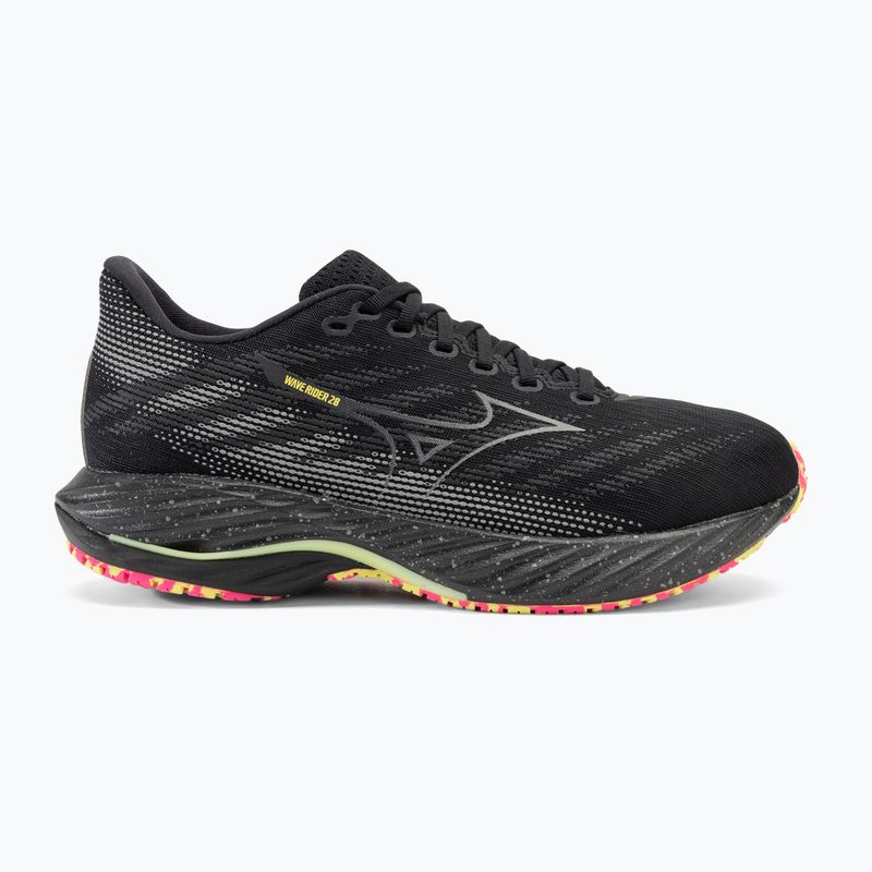 Men's running shoes Mizuno Wave Rider 28 black/silver/sunny lime 2