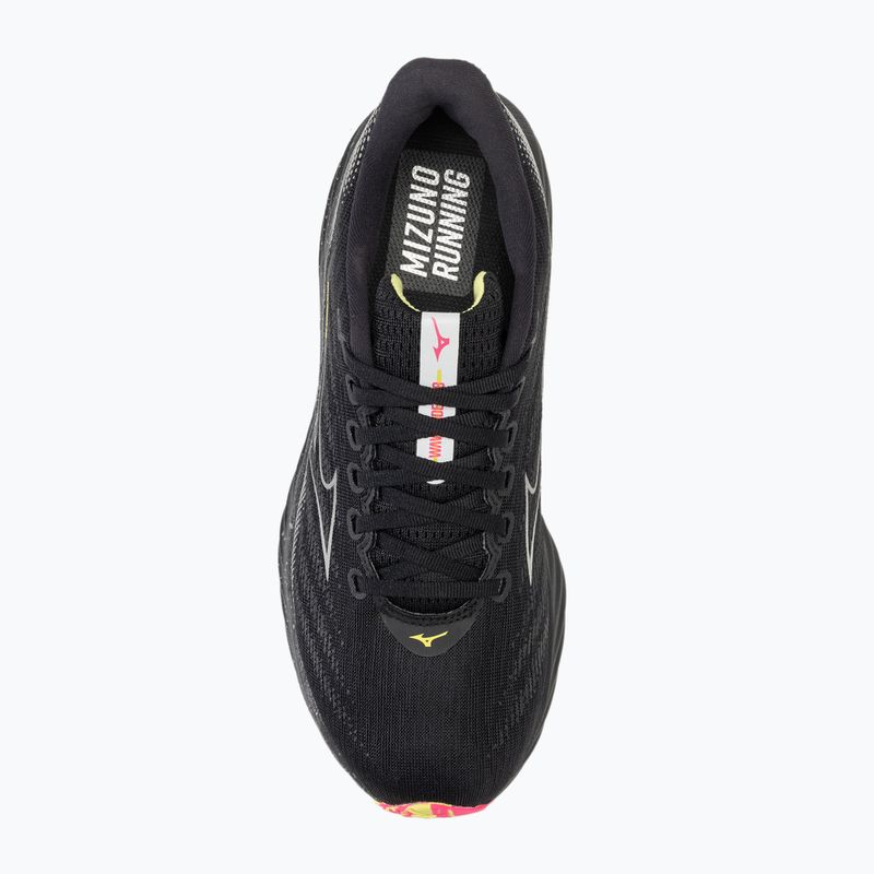 Men's running shoes Mizuno Wave Rider 28 black/silver/sunny lime 5