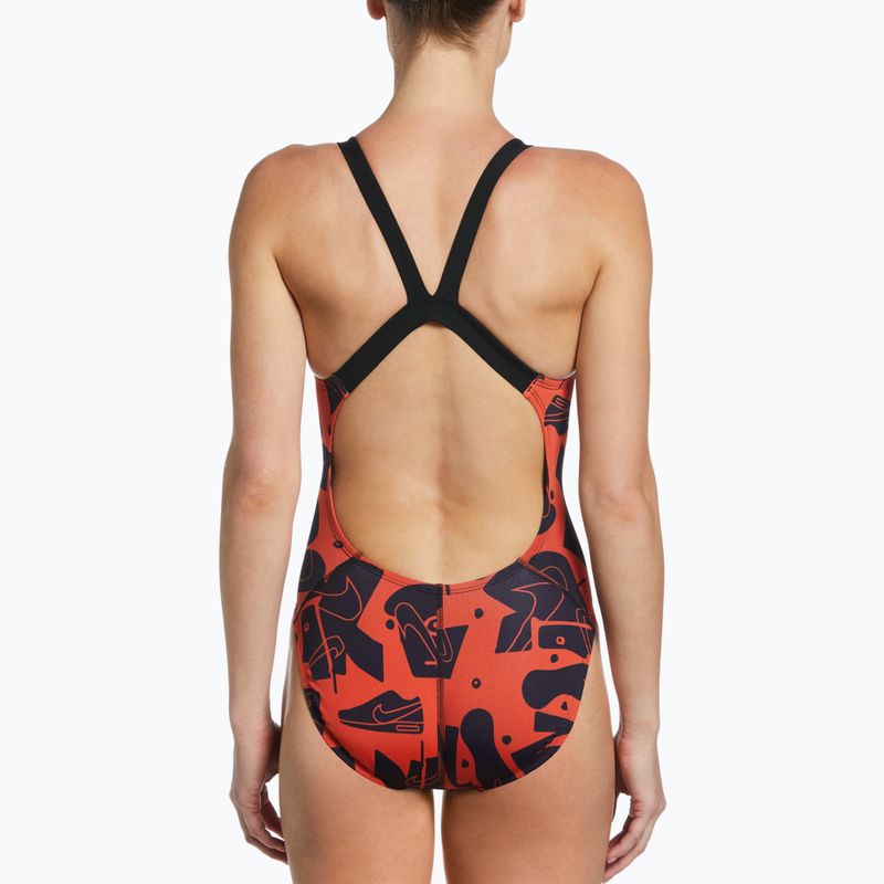 Women's one-piece swimsuit Nike Multiple Print Fastback orange NESSC050-631 7