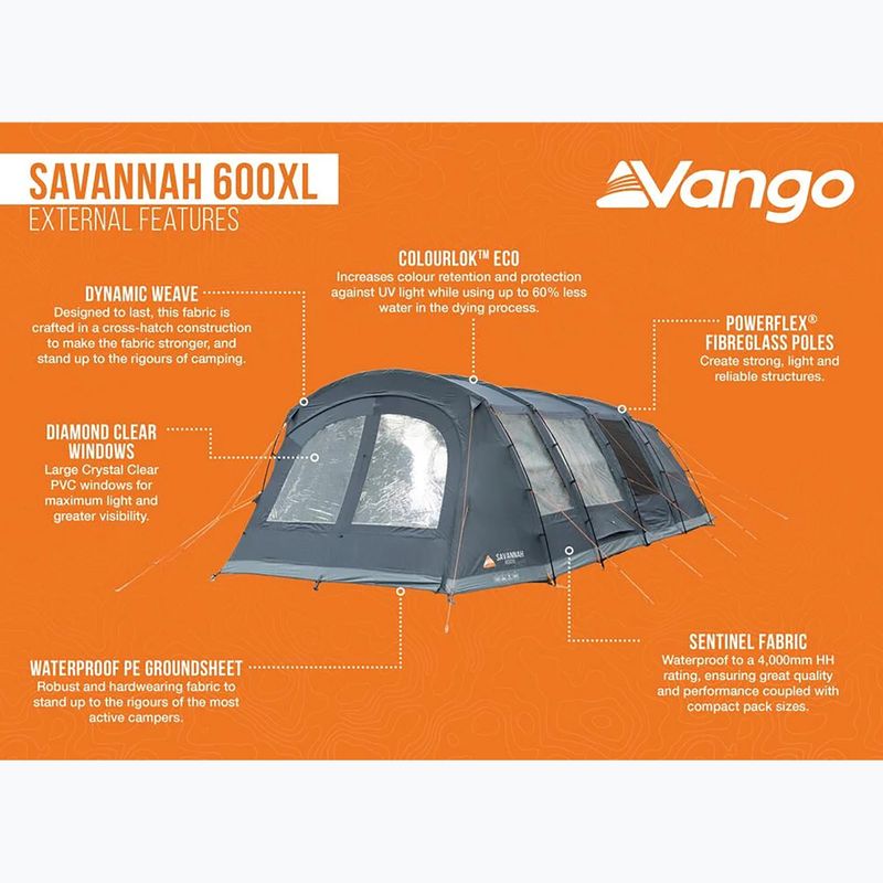 6-person camping tent Vango Savannah 600XL deep blue 9