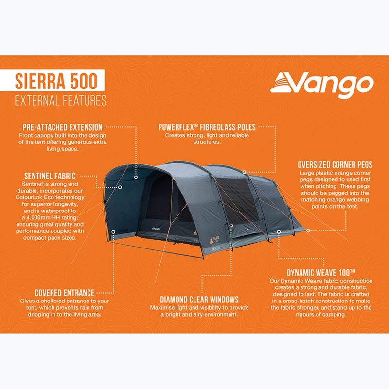 Vango Sierra 500 deep blue 5-person camping tent 13