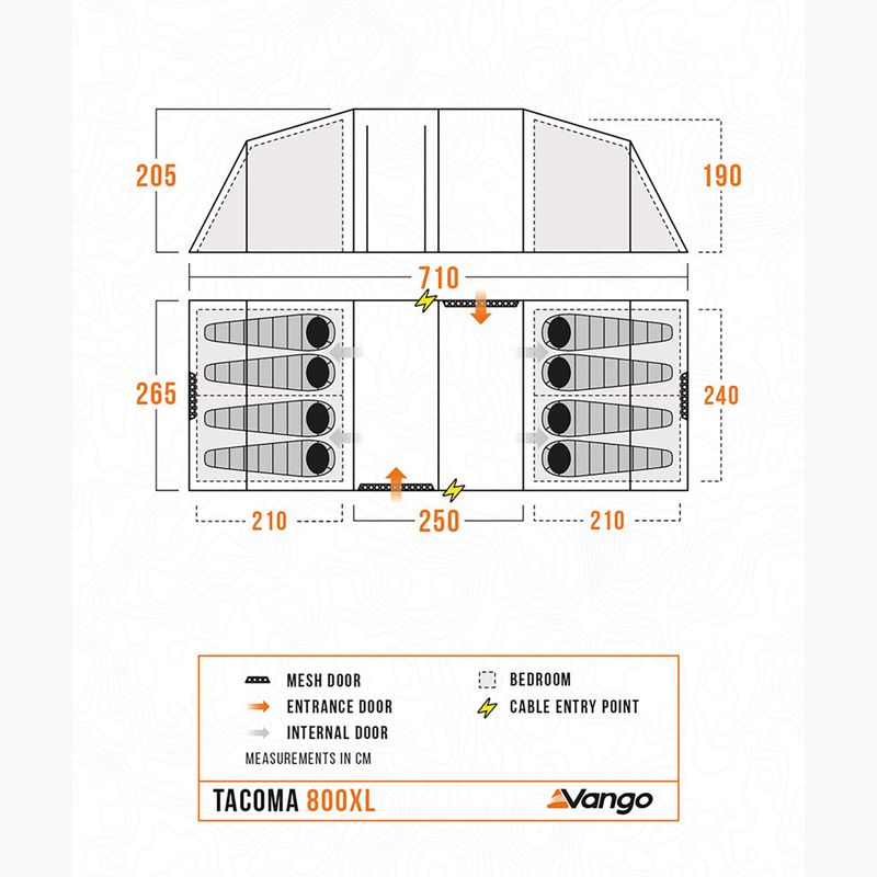 Camping tent for 8 people Vango Tacoma 800XL deep blue 2