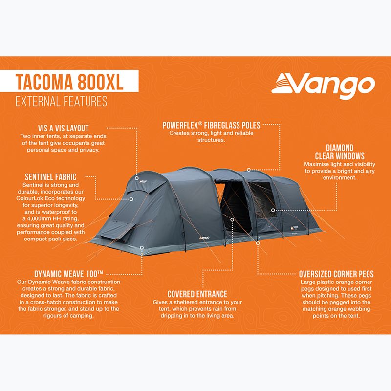 Camping tent for 8 people Vango Tacoma 800XL deep blue 14