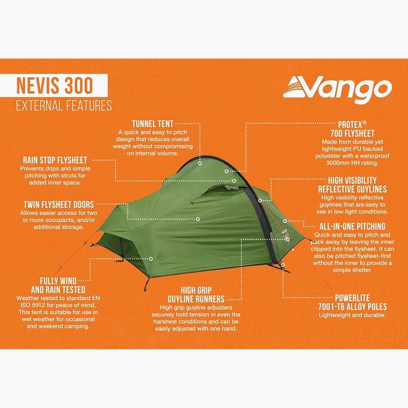 3-person trekking tent Vango Nevis 300 pamir green 12