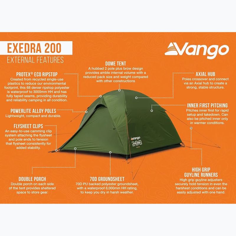 2-person trekking tent Vango Exedra 200 forest green 11
