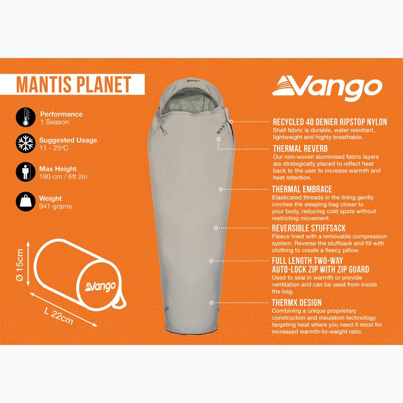 Vango Mantis Planet grey flannel sleeping bag 14