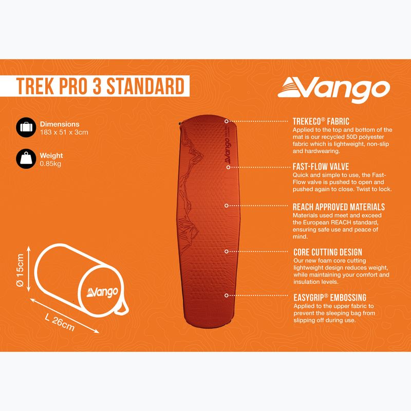 Vango Trek Pro 3 Standard harissa self-inflating mat 7