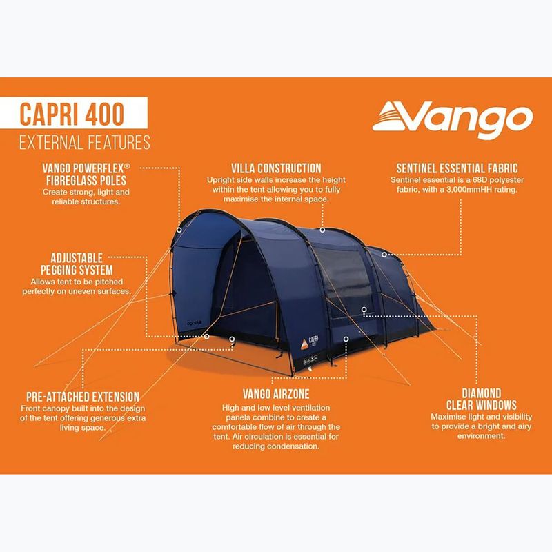 4-person camping tent Vango Capri 400 twilight blue 10