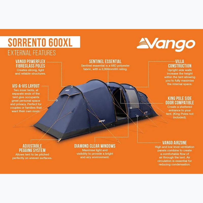 6-person camping tent Vango Sorento 600XL twilight blue 12