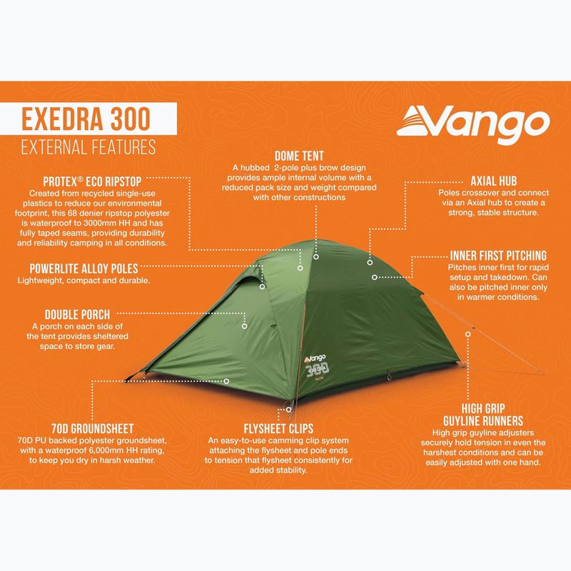 3-person trekking tent Vango Exedra 300 forest green 12