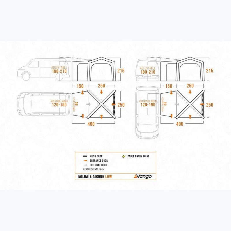 Car awning Vango AirHub II Low cloud grey 11
