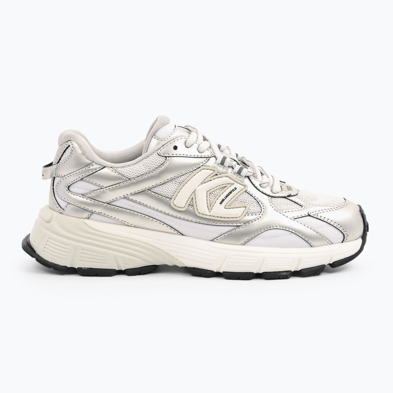 KARL LAGERFELD women's shoes Orion Sidetrim white leather/textile w/silver