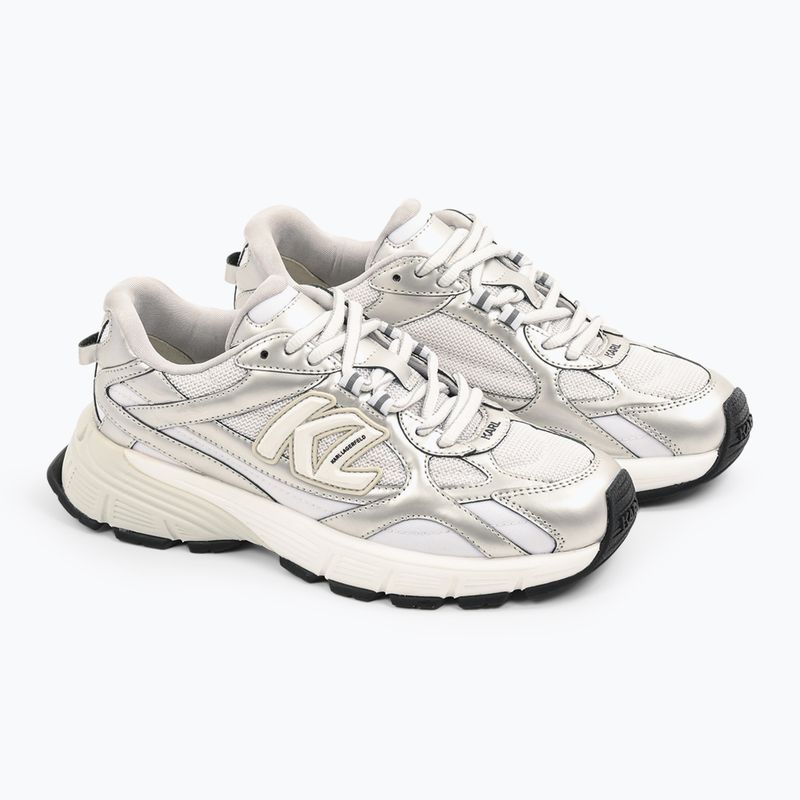 KARL LAGERFELD women's shoes Orion Sidetrim white leather/textile w/silver 2
