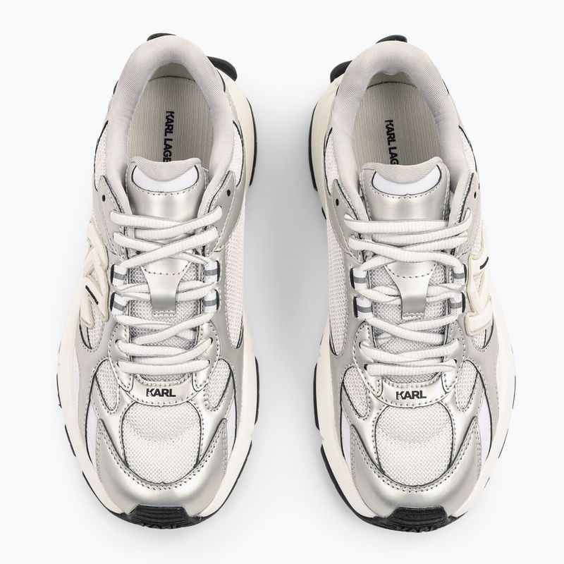 KARL LAGERFELD women's shoes Orion Sidetrim white leather/textile w/silver 4