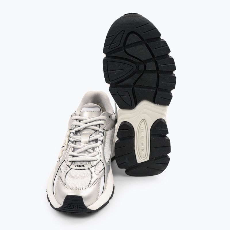 KARL LAGERFELD women's shoes Orion Sidetrim white leather/textile w/silver 5