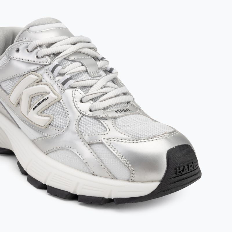 KARL LAGERFELD women's shoes Orion Sidetrim white leather/textile w/silver 7