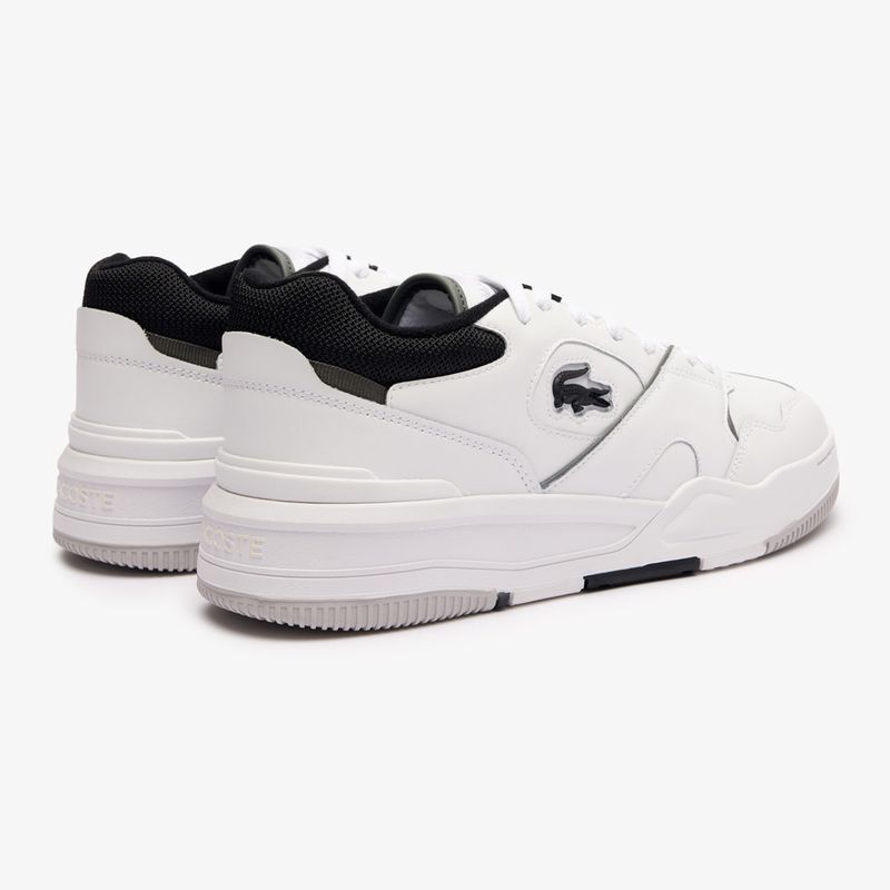 Men's Lacoste Lineshot Contrasted Collar Leather white/black shoes 10
