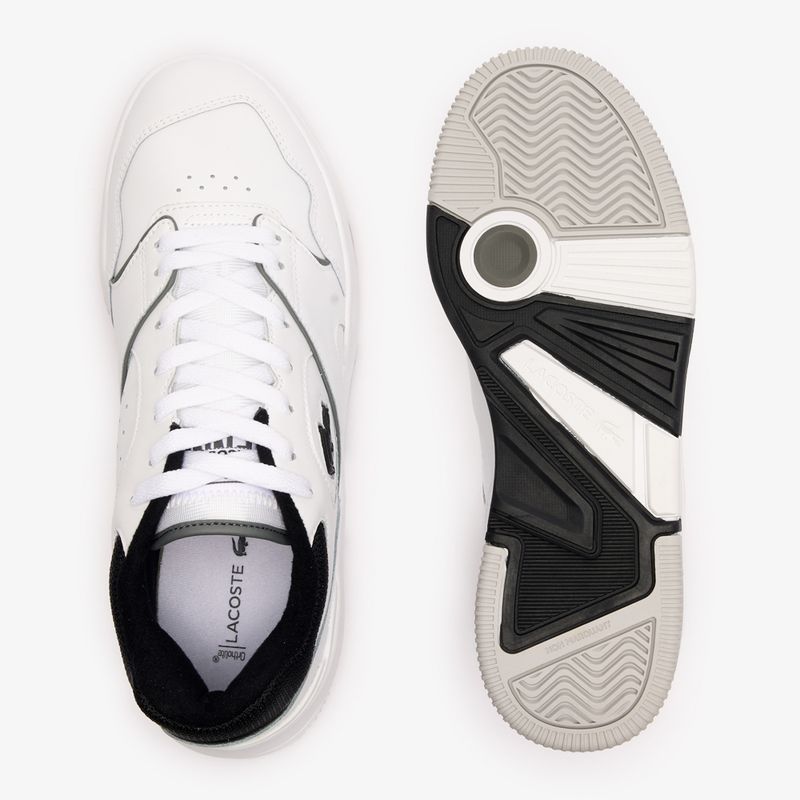Men's Lacoste Lineshot Contrasted Collar Leather white/black shoes 12