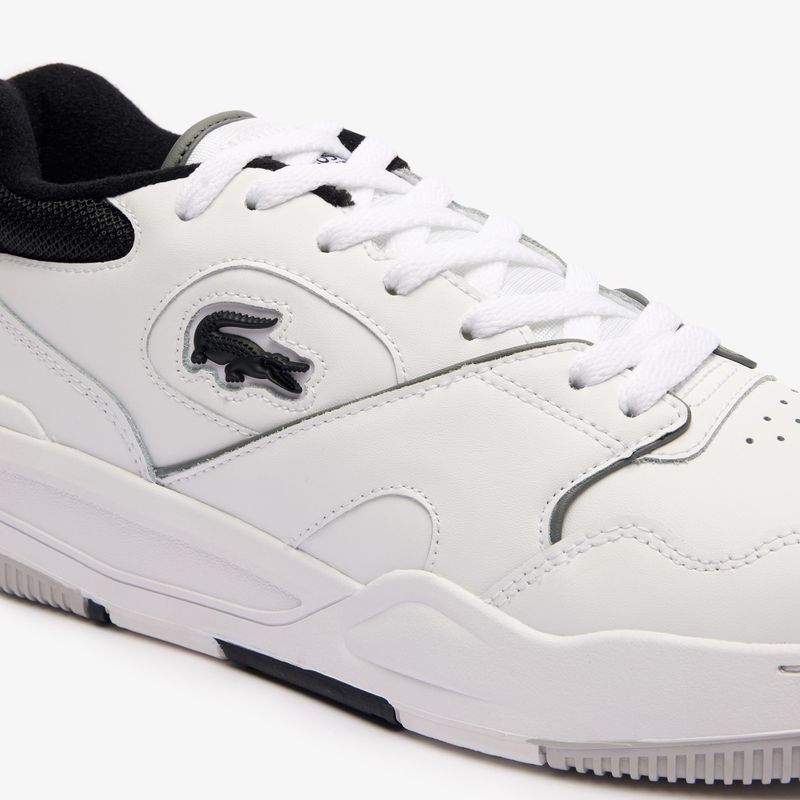 Men's Lacoste Lineshot Contrasted Collar Leather white/black shoes 13