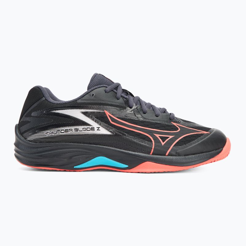 Mizuno Thunder Blade Z volleyball shoes black/neon flame/peacock blue 2