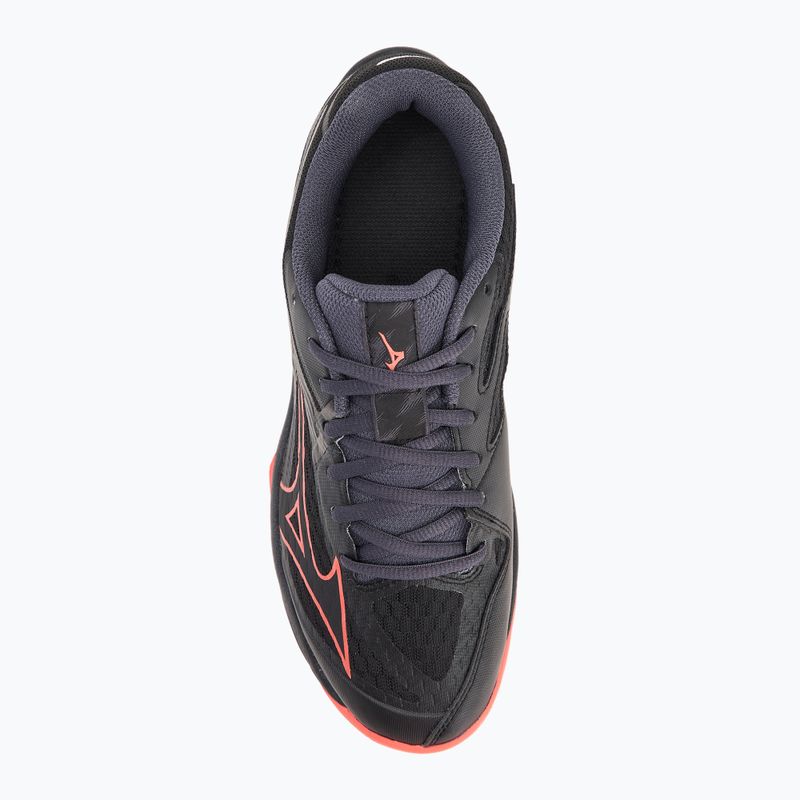 Mizuno Thunder Blade Z volleyball shoes black/neon flame/peacock blue 5