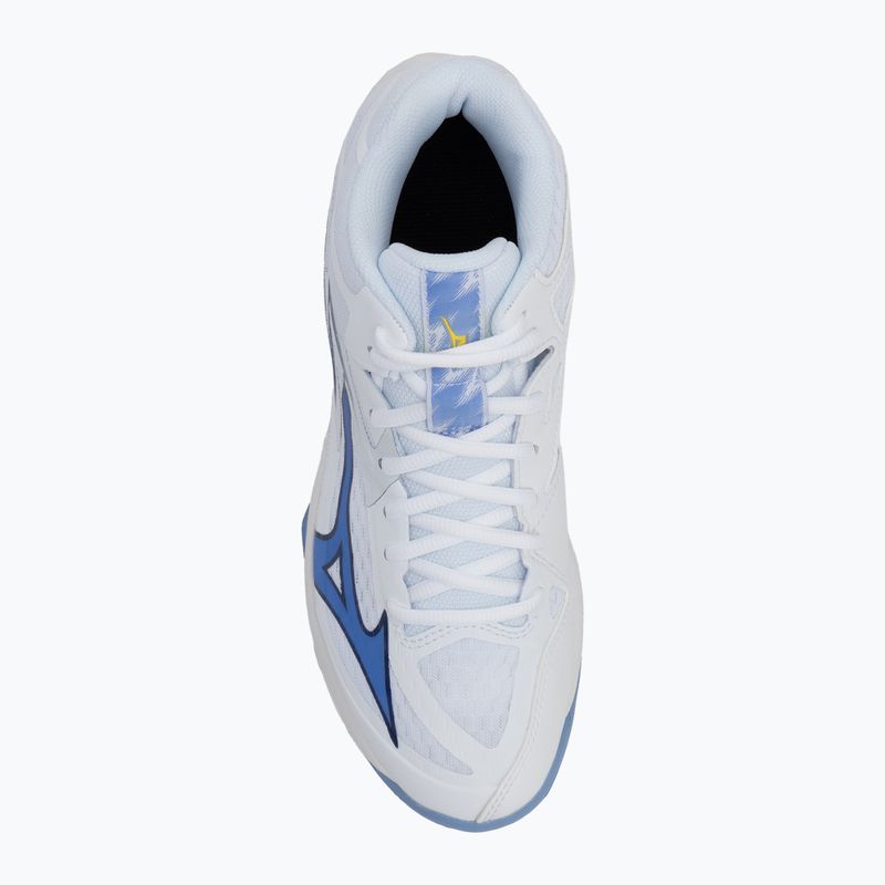 Mizuno Thunder Blade Z Mid volleyball shoes white/bellwether blue/bel air blue 5